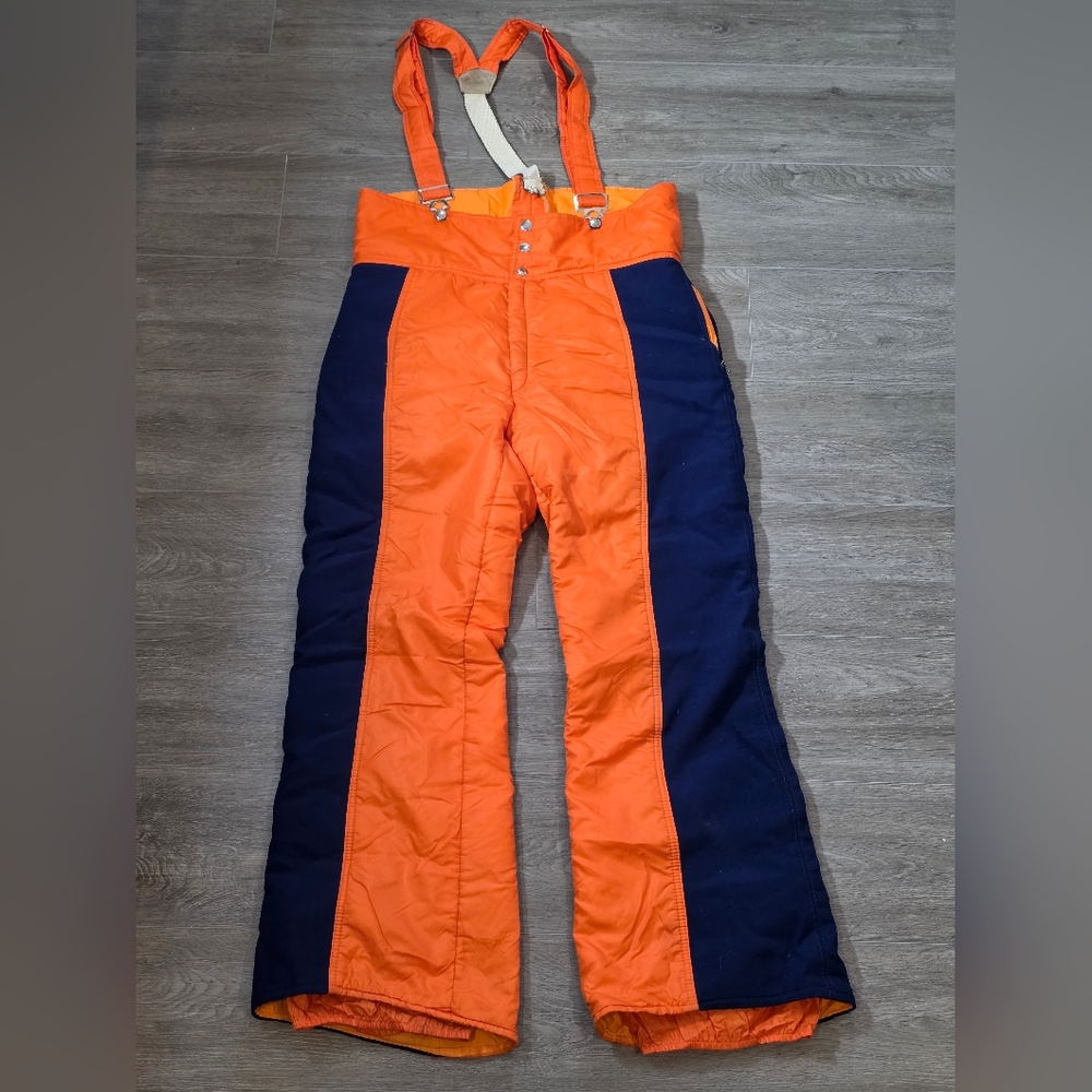 Vintage 80's Ski Pants Color Block Orange Blue Womans Sz M